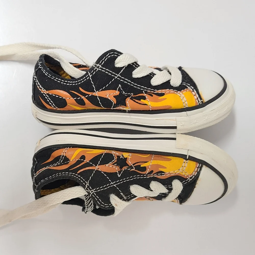 Converse One Star DX OX Black & Orange Flame Low Top Toddler Sneaker Sz Infant 6